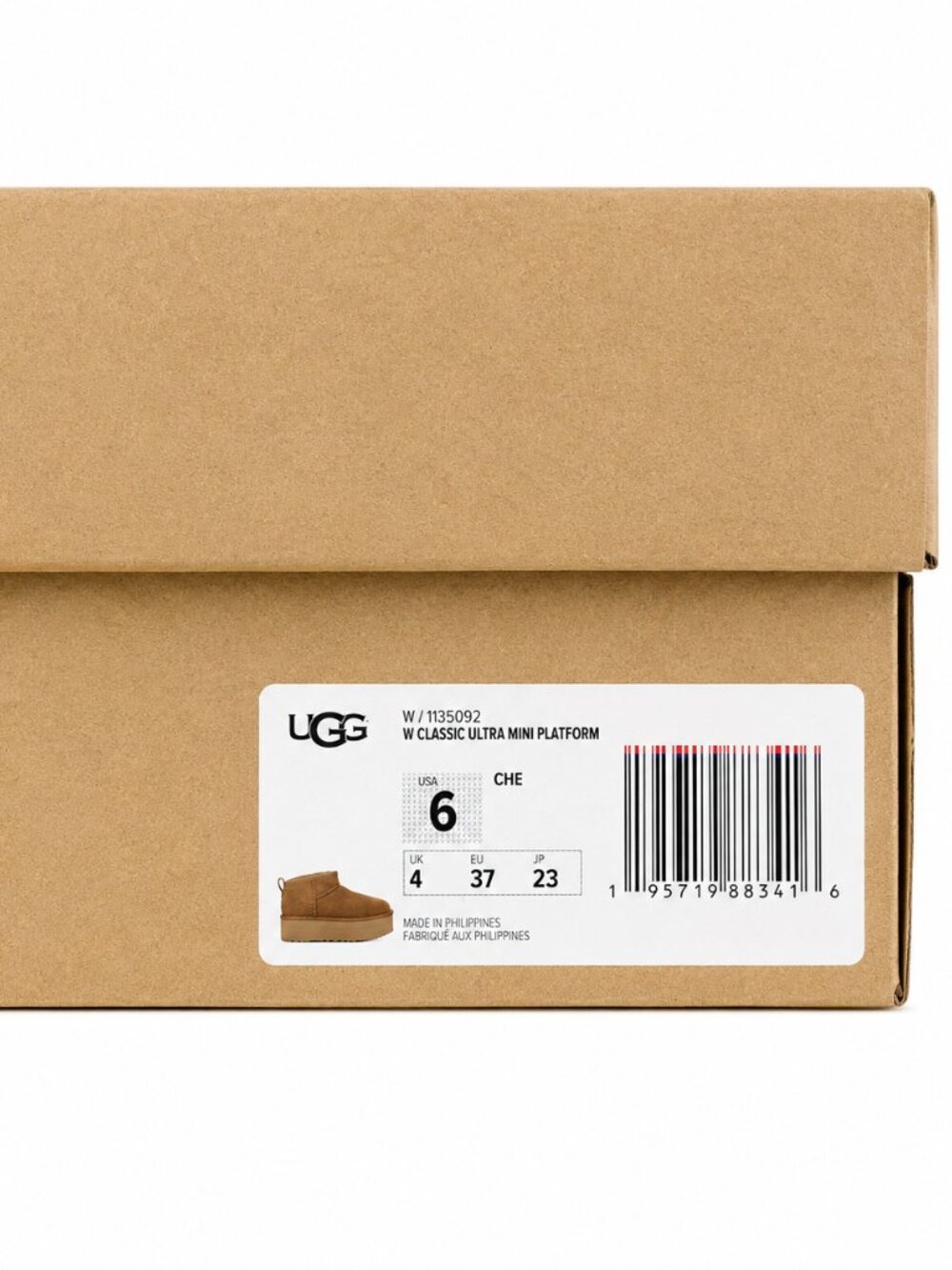 UGG Classic Ultra Mini Platform Boots Chestnut Size 6 NIB - Picture 7 of 7